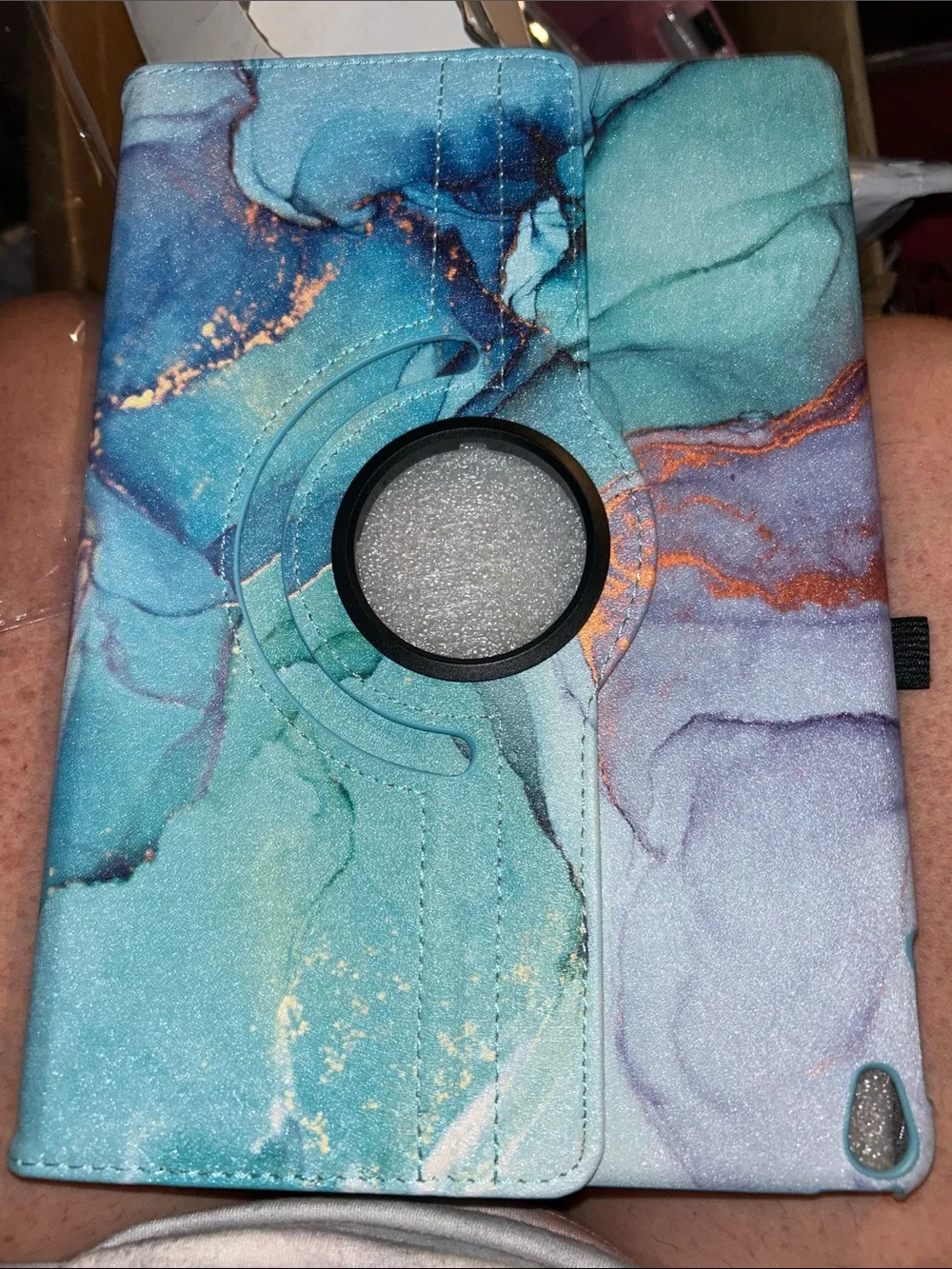 Marble Swirl Tablet Case in Teal & Purple
